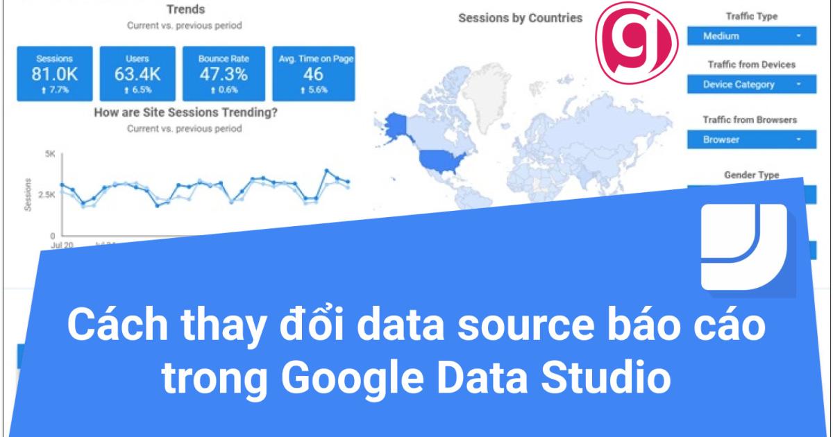 Cách thay đổi data source của báo cáo trong Google Data Studio